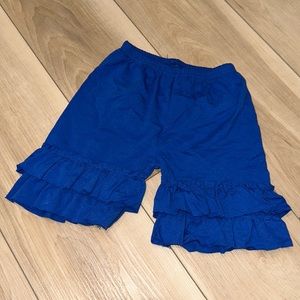 EUC Girls Size 5-6 Boutique Brand Ruffle Stretch Waist Shorts in Royal Blue